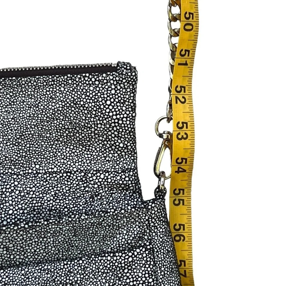Sorial Black and White Pebbled/Dot Shimmer Crossbody Silver Chain Strap - Picture 13 of 13